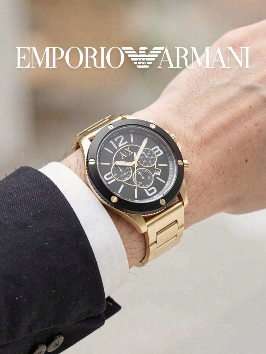 Armani Exchange Men's Sports Chronograph Watch With Metal Band, Round Large Dial, Analog Quartz Watch, Business Casual, Office, Weekend, Daily Wear, Unique Gift - one-size - View 1