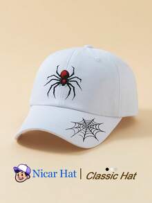 1pc Minimalist Fashion Casual Baseball Cap "Spider And Spider Web" Pattern Print, American Retro Style, Versatile Design, High-Value All-Season Decorative Item, Essential Fashion Piece For Men And Women, Suitable For Commuting, Work, School, Outdoor Activities, Party Themes - A - View 9