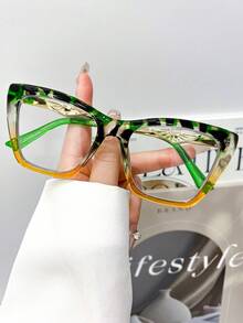 1 Pair Women's Premium Cat Eye Glasses, Metal Decorated Temple, Multi-Color Frame Options With Transparent Lenses, Suitable For Daily Commute, Office, Party And Holiday Wear - Multicolor - View 16