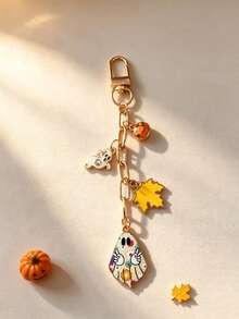 1pc Original Design Halloween Pumpkin Ghost Keychain, Bag Pendant, Small Gift Accessory For Friends And Besties - Multicolor - View 2