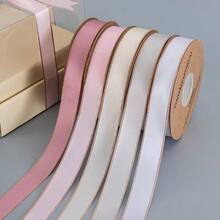 Rose Gold Edge Double-Sided High-Density Polyester Satin Ribbon, Glossy Colorful Ribbon For Flower Bouquet, Gift Box, Cake, Gift Packaging, DIY Decoration Accessories - View 3