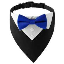 Bowknot Pet Collar, Suitable For Small Dogs, Adjustable, Formal Style, Triangle Neckline Design, Suitable For Weddings, Birthdays, Costume Parties Or Role-Play Parties. - Blue - View 9