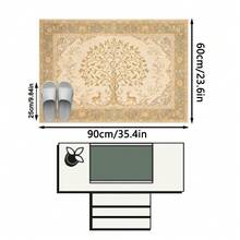 1PC Beige & Brown Vintage Tree Of Life & Deer Pattern French Country Style Faux Cashmere Rectangular Area Rug, Exquisite Bird & Botanical Vine Print Details, Machine Washable, Suitable For Living Room, Bedroom Home Decor, All Season Use, Aesthetic Home Decoration - Multicolor - View 13