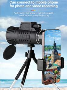 Outdoor Monocular Telescope, Black Matte Rubber Body, Multi-Coated Optical Lenses, Lightweight And Portable, Suitable For Bird Watching, Travel, Outdoor Adventure, High-Definition Monocular/Set - Multicolor - View 5