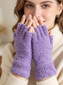 Autumn/Winter Solid Color Thermal Lined Thick Gloves, Soft Elastic Gloves, Suitable For Typing, Driving, Office And Outdoor Wear - Multicolor - View 10