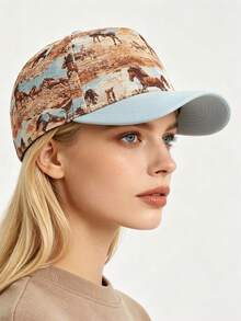 Vintage Animal Jacquard Baseball Cap Outdoor Casual Sun Hat Suede Patchwork Hip Hop Hat Unisex - Multicolor - View 3