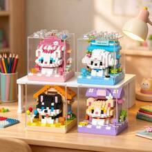 6pcs Gift Box Set With Dust Cover Stackable Cute Animal Micro Particle Building Blocks, ABS Resin Material DIY Handmade Assembly Educational Toy, Shell Can Be Clipped And Stacked For Storage, Creative Handmade Stress Relief Desktop Decor, Halloween Christmas Gift Decoration, Birthday Gift, Memorial, Party, Christmas Gift - Multicolor - View 3