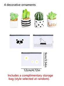 Car Dashboard Decoration, Mini Succulent Plant, Resin Cute Car Accessory Gift, Rearview Mirror Mini Flower Pot, Center Console Screen Air Vent Cute Small Green Plant Ornament, Suitable For Office Or Bedroom, Perfect As Birthday Or Graduation Gift - Multicolor - View 11