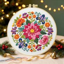 مجموعة تطريز 15x15 سم/5.9 بوصة أو 20x20 سم/7.9 بوصة مجموعة DIY مع نمط زهري. للمبتدئين البالغين. تشمل القماش والتعليمات والإطار والإبر والخيوط. هدية رائعة للأصدقاء/العائلة. ديكور فني للمنزل أو المكتب. - زهري - مشاهدة 4
