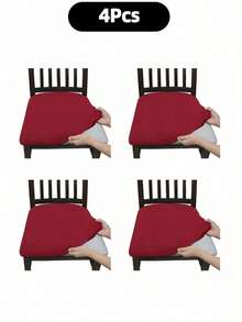 Solid Color High Elastic Chair Seat Cover, Dust-Proof And Wear-Resistant, Suitable For Dining Chair, Office And Home Decor, Washable Dust-Proof Protective Cover, Suitable For Restaurant, Hotel, Home Bench Use, Universal Milk Silk Chair Seat Cover, Dining Chair Cover, Dining Table Chair Cover, Dining Chair Cover Set, 1, 4 Or 6 Pieces - Multicolor - View 30