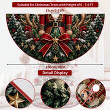 1pc Red Nutcracker Pattern Christmas Tree Skirt, Elegant Color Holiday Decor, 5 Sizes, Unisex Holiday Gift, Suitable For Home And Party Christmas Home Decoration - Red Nutcracker - View 10