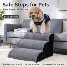 New Pet Home Stairs Multi-Layer Steps Small Dog Ramp Cat Ladder Up And Down Bed Small Stairs Removable Washable Cover 3D Large Particle Fleece Fabric Prevent Slipping Comfortable Wear-Resistant Can Solve Pet Up And Down Issues Reduce Pet Climbing Leg Burden Sloped Design Zipper Removable Washable Cover Anti-Slip Design Bottom More Stable - Grey - View 1