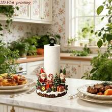 2D Flat Printing 1pc Christmas Fun Elf Snowman Christmas Tree Gift Shaped Kitchen Paper Towel Holder Creative Desktop Countertop Roll Paper Rack Storage Acrylic - Multicolor - View 5