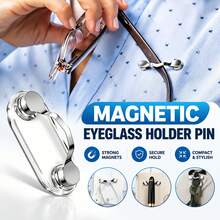 1pc Magnetic Glasses Holder, Men's Multi-Functional Magnetic Brooch, Creative Storage Accessory For Earphones And Glasses, Durable Earphone Clip Tool, Suitable For Kitchen, Bathroom, Outdoor, Living Room, Bedroom - Magnetic Eyeglass Holder - View 2