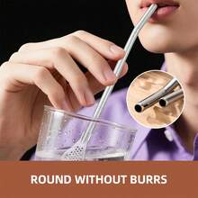 1/3/4pcs Stainless Steel Straw Spoon With Brush, Stainless Steel Metal Long Handle Filter Straw Spoon, Portable Flower Tea Beverage Stirring Straw, 18.2cm (7.16in) * 2cm (0.78in), Suitable For Juice, Slush, Milk Tea, Coffee, Beverage, Buffet, Restaurant, Party, Bar, Wedding Party, Birthday Party - View 7