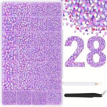 28-Grid 18,000pcs Resin Crystal Stones With Tweezers, Resin Rhinestone Set, Multi-Size Rhinestones, Suitable For DIY Nail Art, 3D Colorful Glossy Resin Rhinestone Set, Suitable For Nail Art, Cup Decoration And DIY Handmade Nail Accessories - Multicolor - View 14