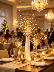 1 Set Realistic Tree Branch Shaped LED Lights,Battery Powered LED Branch Lights,Light Contains 20 LED Beads,Decorated Artificial Small Branches In Vase,Stylish Decor,Bedside Lamp,Romantic Home Decor,Bedroom,Living Room,Camping,Holiday,Party,Wedding - Warm Light - View 8