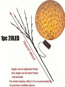 1 Set Realistic Tree Branch Shaped LED Lights,Battery Powered LED Branch Lights,Light Contains 20 LED Beads,Decorated Artificial Small Branches In Vase,Stylish Decor,Bedside Lamp,Romantic Home Decor,Bedroom,Living Room,Camping,Holiday,Party,Wedding - Warm Light - View 12