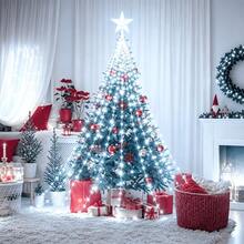 USB Christmas Tree Star Waterfall Lights, Popular Holiday Decoration Lights, Comes With Star-Shaped Hanging Ornaments, String Lights Create A Beautiful Waterfall Lighting Effect. Available In Three Specifications, 2M 196LEDs Version With 9 Strands Of Lights, Multiple Strands Of Lights Hanging Down In Layers. USB Powered Design, Plug And Play, Compatible With Power Banks, Adapters, Computer USB Ports - USB Christmas Tree Star Waterfall Lights - View 7