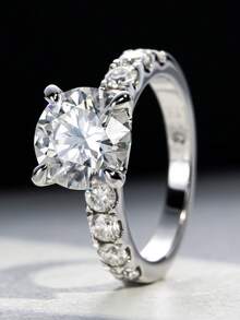 ANU JEWEL Laboratory-Created Moissanite Decor Silver Ring Wedding Engagement Bridal Jewelry - White - View 6