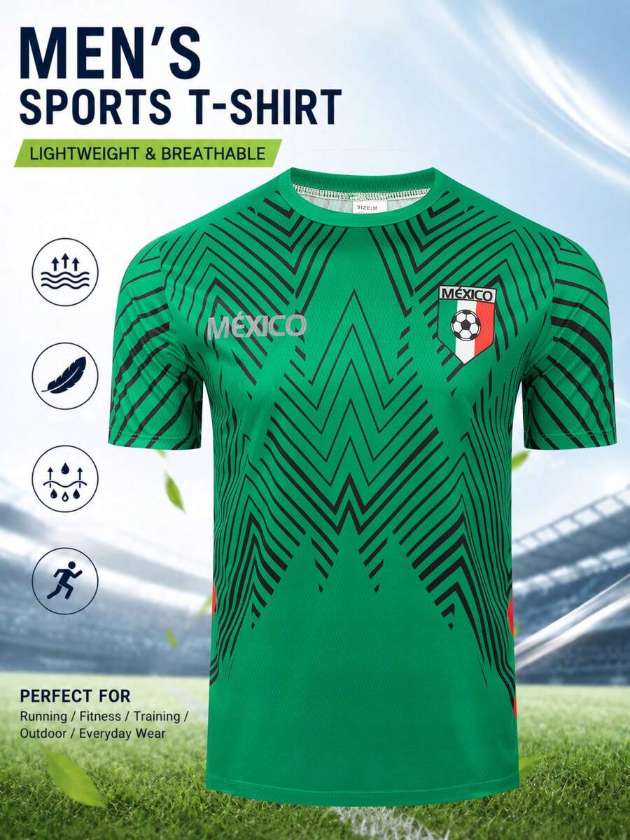 Men's Football Jersey Polyester Moisture-Wicking Comfortable Fit Geometric Print Pattern Crew Neck Sports Casual Wear - Multicolor - View 1