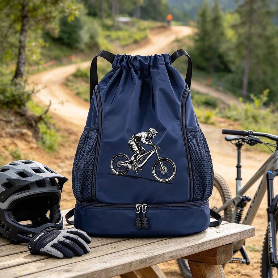1pc 15*34*43cm Bicycle Print Sports Backpack, Basketball Football ...