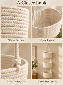 Wall-Mounted Storage Basket For Organizing Miscellaneous Items, Suitable For Wall Storage And Decoration In Bedrooms, Bathrooms, And Studies Home Decor Storage Storage Organizer Closet Organizer And Storage Bathroom Decor Bathroom Storage - Multicolor - View 9