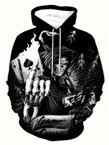 Manfinity Dauomo Sudadera con capucha de manga larga con estampado de calavera para hombre, para el otoño - A - Ver 1
