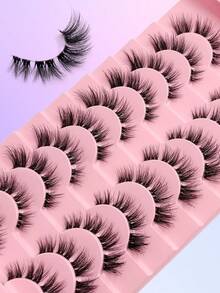 Asiteo 10 Pairs Of Luxurious Transparent Stem Cat Eye Fake Eyelashes - Natural Faux Mink, Fluffy, Reusable, And Lightweight For A Dramatic Eye Makeup Look - Perfect For Everyday Wear, Parties, And Special Occasions - Black - View 6