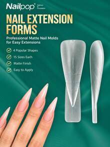 nailpop French Style Pointed Nail Extension Molds Full Coverage Double-Sided Artificial Nails Fast DIY Shaping Halloween Nail Art Home Nail Salon Quality - Clear - View 3