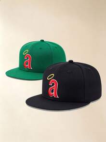 1pc Unisex" A "Embroidered Flat-Brimmed Baseball Cap, Adjustable Design, Sun Protection Hat Suitable For Mountaineering, Travel , Outdoor Activities - Multicolor - View 8