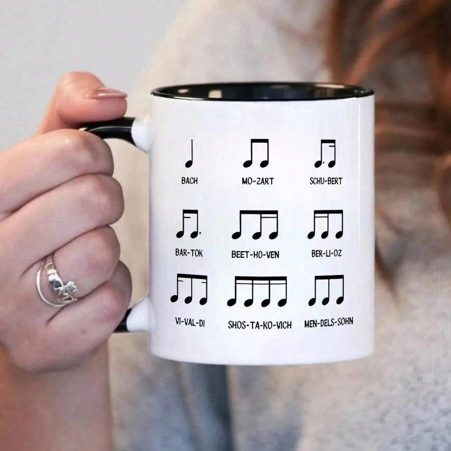Classical Composers Music Note Mug, Funny Music Theory Ceramic Coffee ...