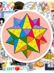 50PCS Geometric Math Symbol Theme Graffiti Decorative Stickers, Fun Personalized Style, Suitable For Helmet Decoration, Car Decoration, Party Decoration, Office Decoration, Label Stickers, Laptop, Water Bottle Stickers, Fashion Decoration - Mathematics - View 4