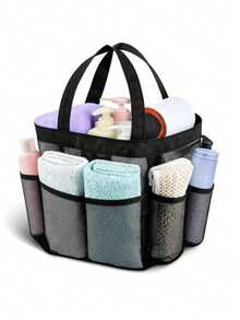 Baby Care Storage Tote Bag, Multi-Pocket Mesh Storage Basket, Portable Baby Supplies Organizer Bag, Suitable For Diapers, Towels And Daily Essentials - Black - View 9