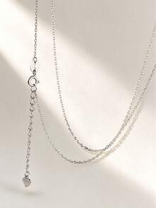 Dây chuyền bạc Sterling 925 mảnh cho nữ, chuỗi xích vân chéo tối giản dễ phối đồ, dây chuyền xương quai xanh đa năng để phối lớp, phụ kiện đi làm hàng ngày - Bạc - Xem 2