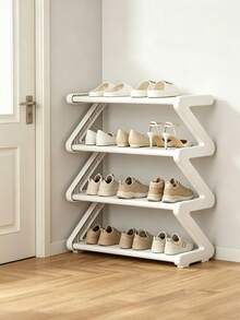 Z-Shaped Plastic Floor Shoe Rack, Multi-Functional Large Capacity Storage Organizer, Easy Assembly, Space-Saving Storage Rack For Home And Dorm, Suitable For Living Room And Bedroom - Multicolor - View 2