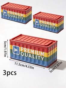 1/2/3pcs Metal Mini Shipping Container Storage Box, Vintage Industrial Cargo Container Shaped Tin Box, Desktop Organizer For Small Stuff, Retro Tabletop Decor Gift - Multicolor - View 17