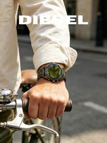 DIESEL DZ7485 Men's Oversized Multi-Time Zone Chronograph Watch, Military Green Steel Band, Multi-Dial, Industrial Casual Men's Watch - Green - View 5