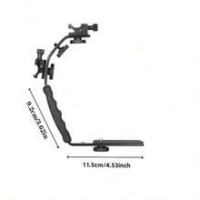 L-Shaped Camera Flash Bracket, Aluminum Alloy Handheld Holder With Dual Hot Shoe Mount, 1/4 Inch Screw, Portable Camera Extension Handle For DSLR & Mirrorless Cameras, Photography Studio Video Shooting Accessory, Not Included Camera & Flash - Black - View 8