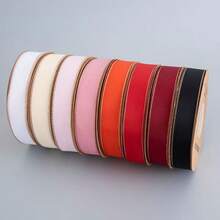 Rose Gold Edge Double-Sided High-Density Polyester Satin Ribbon, Glossy Colorful Ribbon For Flower Bouquet, Gift Box, Cake, Gift Packaging, DIY Decoration Accessories - View 4