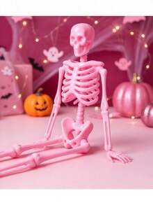 12/6pcs Mini Pink Halloween Skull With Jute Rope, Small Plastic Skulls, Suitable For Holiday Decoration Or Party Supplies, Ideal Choice For Halloween Party Decoration - View 9