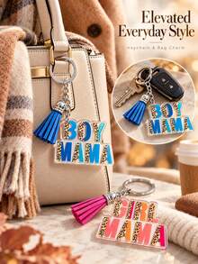 1pc Girl Boy Tassel Keychain, Mother's Day Gift, Transparent Acrylic Keychain Suitable For Giving To Mothers, Holiday Gift, Birthday Gift - Multicolor - View 8