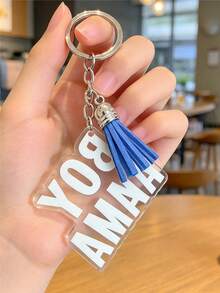 1pc Girl Boy Tassel Keychain, Mother's Day Gift, Transparent Acrylic Keychain Suitable For Giving To Mothers, Holiday Gift, Birthday Gift - Multicolor - View 10