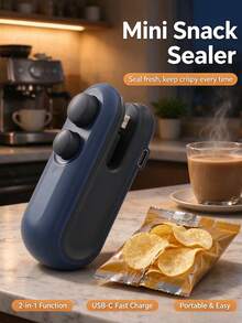 Mini Sealer, 2-In-1 Heat Sealer And Cutter, USB Rechargeable Portable Handheld Food Bag Resealer, Magnetic Design, Instant Heating, Keep Food Fresh, Suitable For Potato Chips, Snacks, Plastic Bags (PP, PE, PVC), Kitchen Storage - Multicolor - View 14