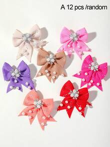 12/6pcs Girls Brown Tone Pearl Fabric Bow Hair Clips Princess Style Alligator Hair Clips Hair Accessories Non-Damaging Side Clips Hair Clips For Daily Use - Multicolor - View 13