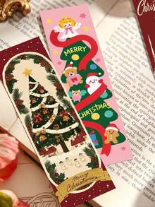 30pcs Christmas Greeting Bookmarks, Planner Scrapbook Material, Decorative Student Reading Book Page Markers, Book Markers, Christmas Santa Holiday Gift Cards - 30pcs - View 2