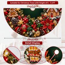 1pc Christmas Wreath Large Bow Pattern Christmas Tree Skirt, Elegant Color Holiday Decoration, 5 Sizes, Unisex Holiday Gift, Suitable For Home And Party Christmas Home Decor - Christmas Wreath Large Bow - View 10