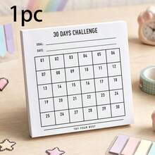 5/3/1pc Date Planner Sticky Notes Set, Minimalist 30-Day Challenge Habit Tracker Notebook, Undated Grid Goal Tracking Notebook, Daily Task List Sticky Notes, Journal Collage Insert Productivity Planning Tool, Student Campus Office Goal Planning Stationery - one-size - View 12