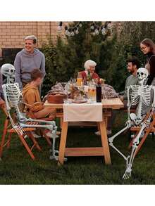 Full Body Osable Simulation Skeleton Prop With Adjustable Joints Perfect For Halloween Backyard Decor, Door Hanging And Holiday Cosplay Scene Decoration - Multi-color - View 6