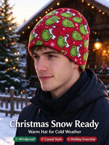 The Grinch 1pc Christmas Hat, Fun Green Knitted Hat, Winter Warm, Suitable For Holiday Parties, As Party Favors Or Holiday Props - Multiple Styles - View 2